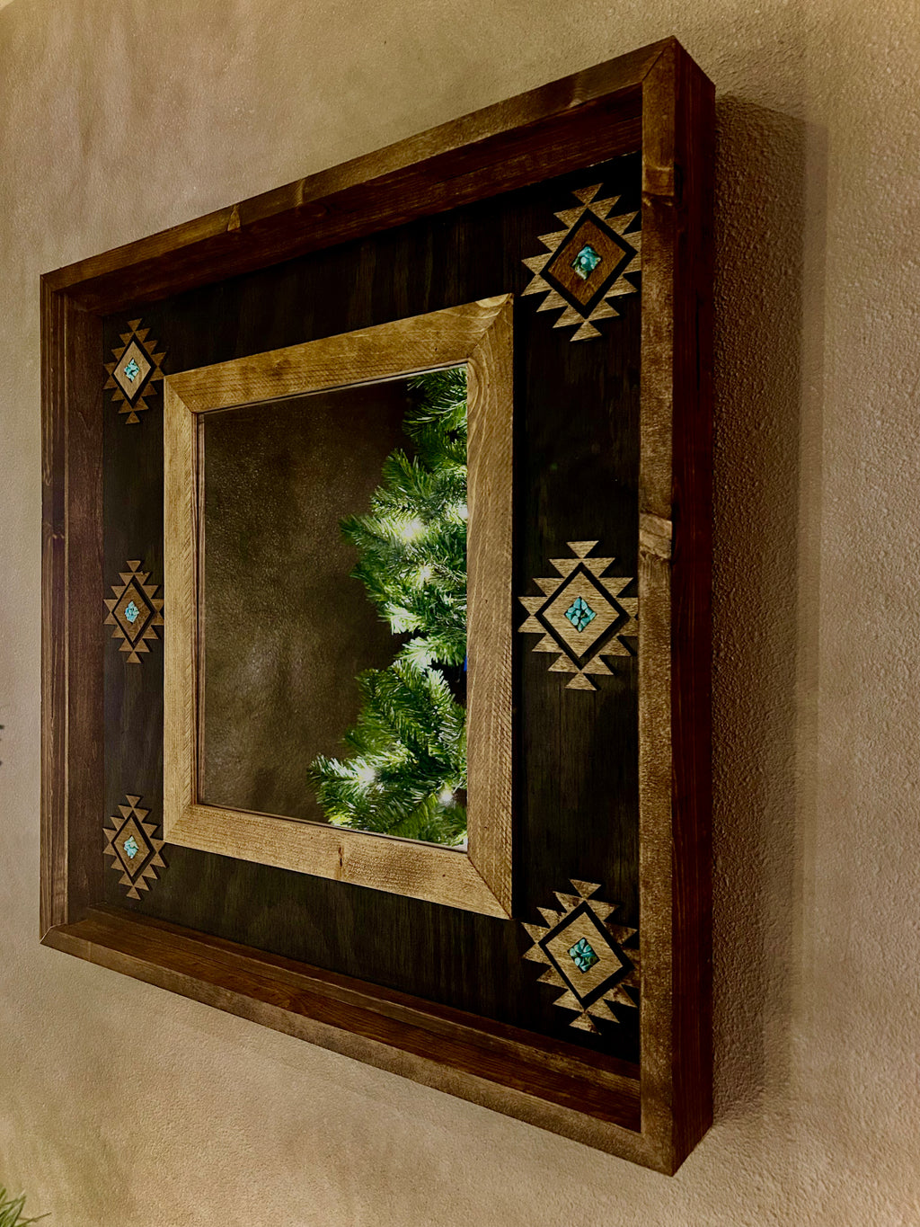 “Turquoise Cowgirl” Aztec Rustic Mirror - Customizable sizes