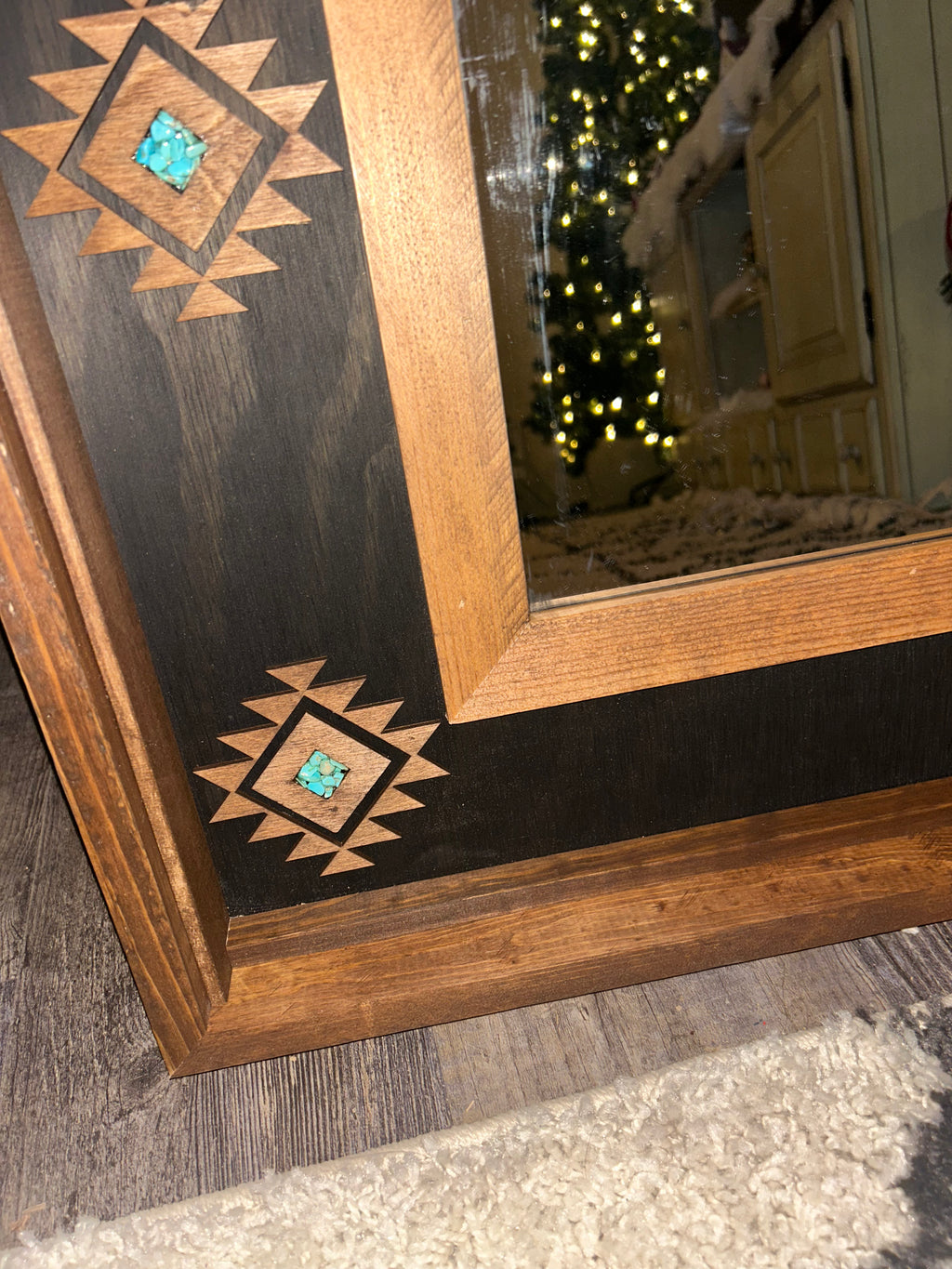 “Turquoise Cowgirl” Aztec Rustic Mirror - Customizable sizes